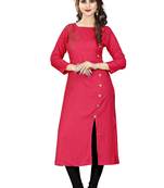 Peach plain rayon party-wear-kurtis