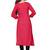Peach plain rayon party-wear-kurtis