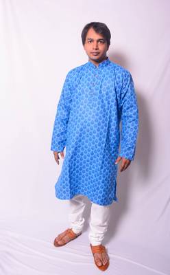 Blue And White Indo Western Kurta  Pajama 1