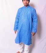 Blue And White Indo Western Kurta  Pajama