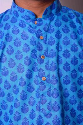 Blue And White Indo Western Kurta  Pajama 3