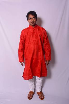 Red And White Indo Western Kurta  Pajama 1