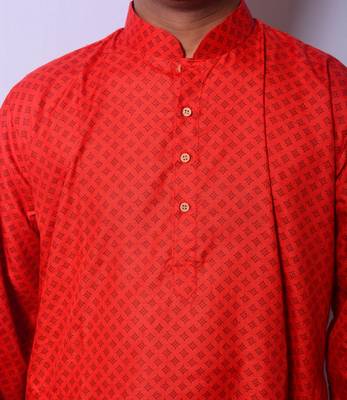 Red And White Indo Western Kurta  Pajama 3