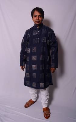 Blue And White Indo Western Kurta  Pajama 1