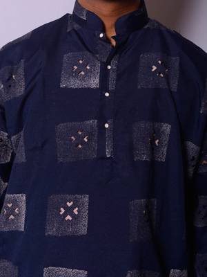 Blue And White Indo Western Kurta  Pajama 4