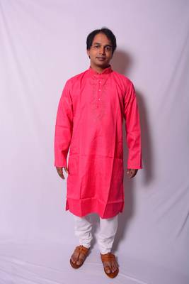 Pink And White Indo Western Kurta  Pajama 1