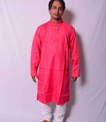 Pink And White Indo Western Kurta  Pajama