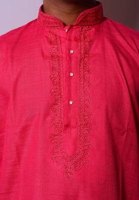 Pink And White Indo Western Kurta  Pajama 3