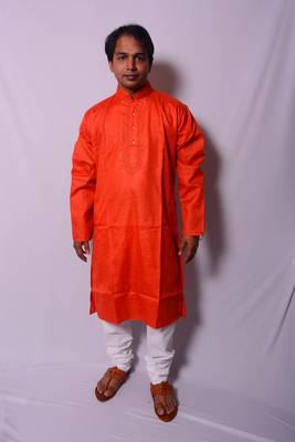Orange And White Indo Western Kurta  Pajama 1