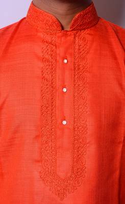 Orange And White Indo Western Kurta  Pajama 3