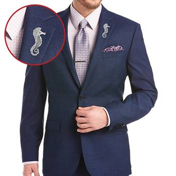 Mahi Rhodium Plated Gleaming Crystal Sea Horse Unisex Brooch Pin BP1101011R 2