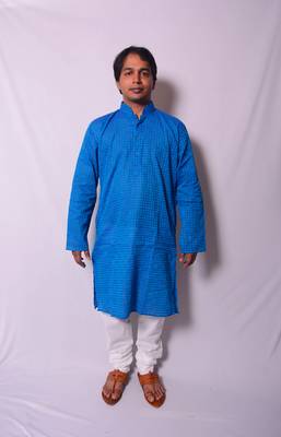 Blue And White Indo Western Kurta  Pajama 1