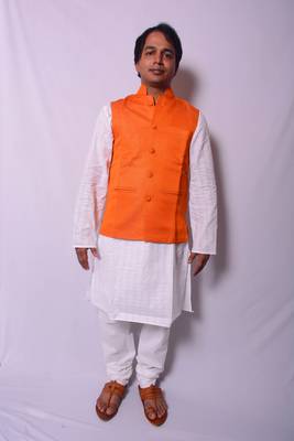 White And White Indo Western Kurta  Pajama With Jacket 1