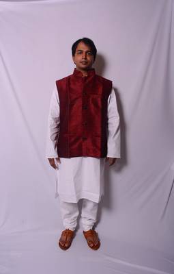 White And White Indo Western Kurta  Pajama With Jacket 1