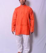 Orange And White Indo Western Kurta  Pajama