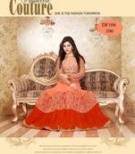 Light-Orange kasab-work georgette semi-stitched salwar