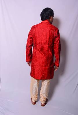 Red And Gold Indo Western Kurta  Pajama 3