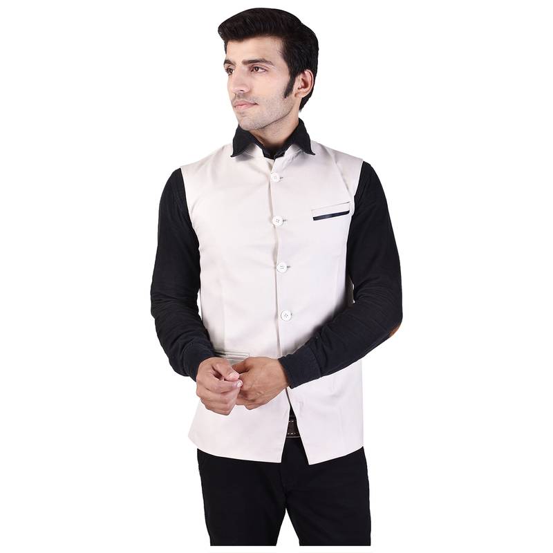 White Cotton Poly Modi Jacket