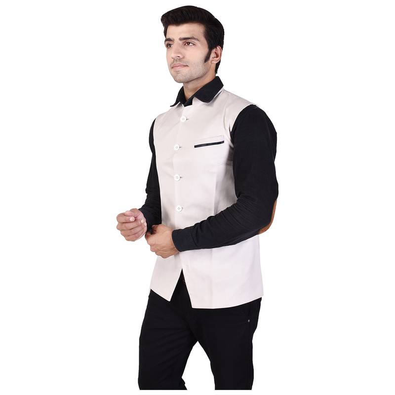 White Cotton Poly Modi Jacket