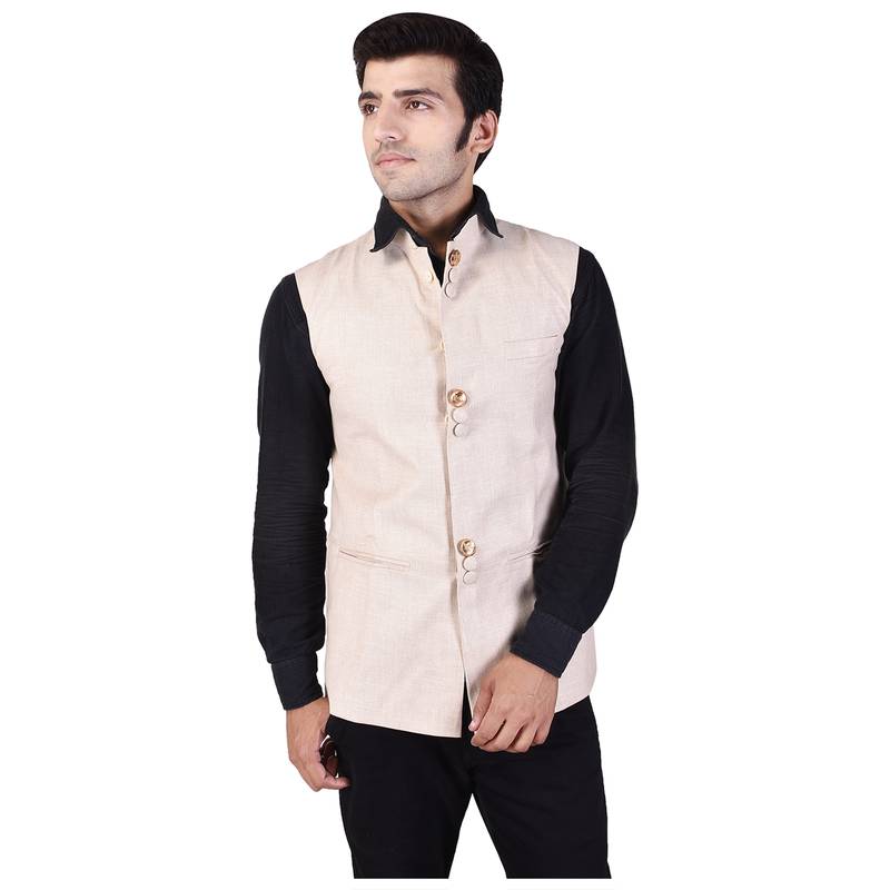 Beige Cotton Linen Modi Jacket