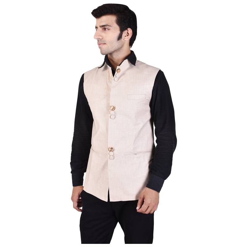 Beige Cotton Linen Modi Jacket