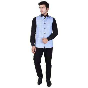 Blue Cotton Poly  Modi Jacket 1