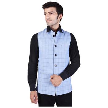 Blue Cotton Poly  Modi Jacket 2