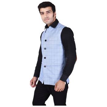 Blue Cotton Poly  Modi Jacket 3