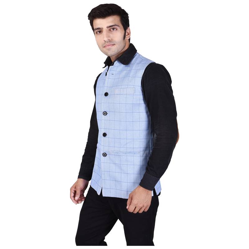 Blue Cotton Poly  Modi Jacket