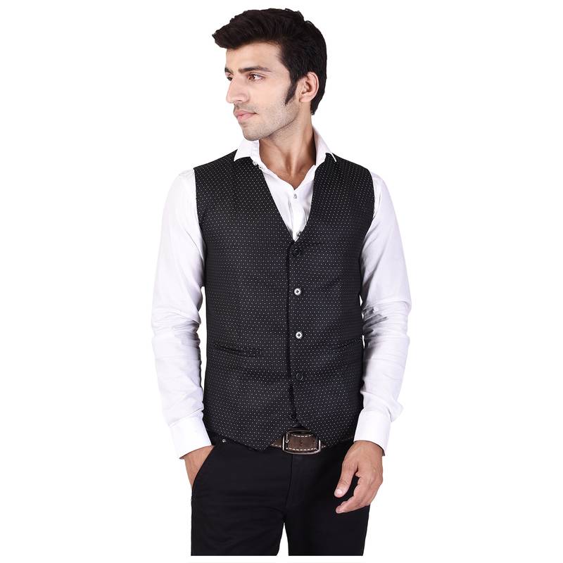 Black Cotton Poly Modi Jacket