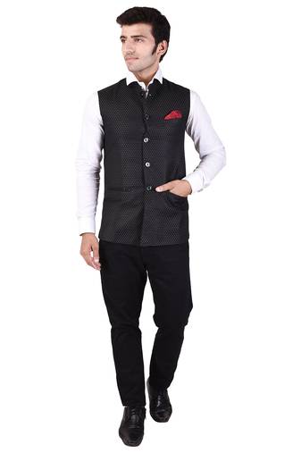 Black Cotton Poly Modi Jacket