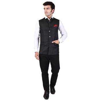 Black Cotton Poly Modi Jacket 1