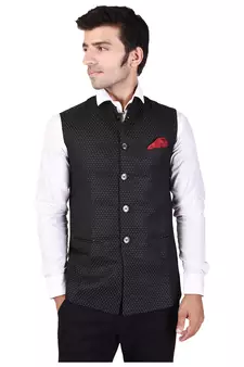 Black Cotton Poly Modi Jacket