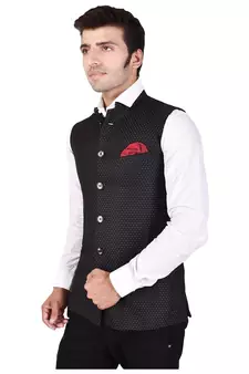 Black Cotton Poly Modi Jacket