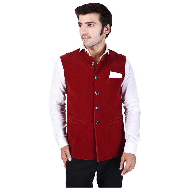 Maroon Velvet Modi Jacket