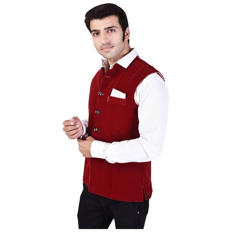 Maroon Velvet Modi Jacket