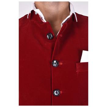 Maroon Velvet Modi Jacket 4