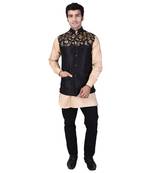 Black Raw Silk Banarasi Modi Jacket