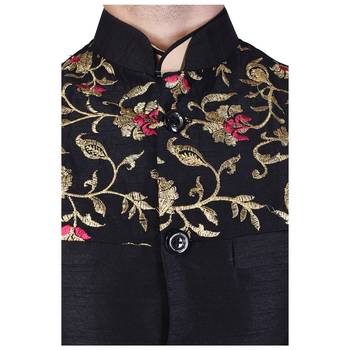Black Raw Silk Banarasi Modi Jacket 4