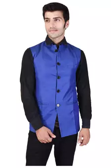Blue Cotton Poly Modi Jacket