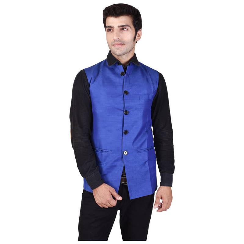 Blue Cotton Poly Modi Jacket