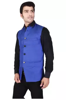 Blue Cotton Poly Modi Jacket
