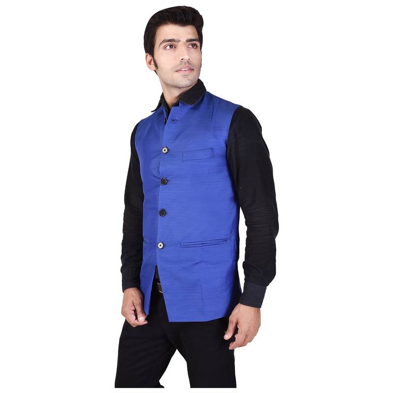 Blue Cotton Poly Modi Jacket