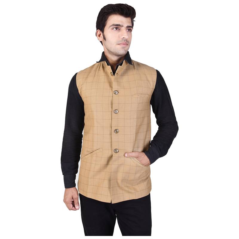 Beige Cotton Poly Modi Jacket