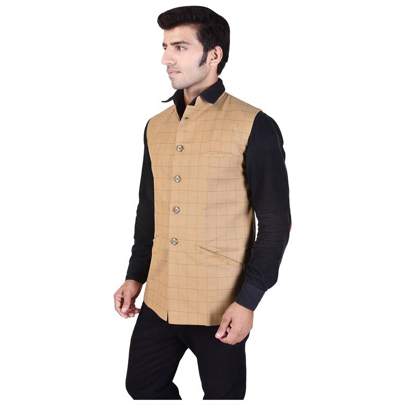 Beige Cotton Poly Modi Jacket