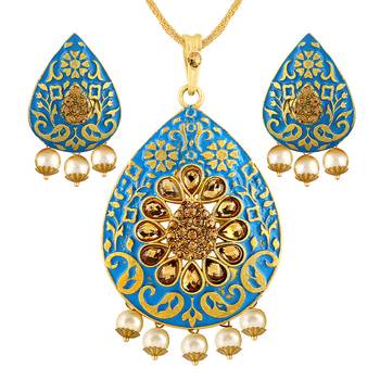 Modish Gold Plated With Lct Stone Pendant Set For Women 1