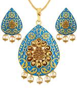 Modish Gold Plated With Lct Stone Pendant Set For Women