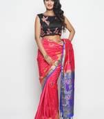 Black woven georgette saree with blouse