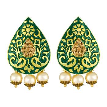 Designer Meenakari Work Gold Plated With Antique Lct Stone Pendant Set For Women 5