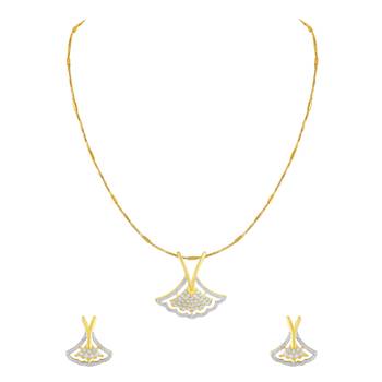 Astonishing Triangle Shape Gold Plated American Diamond Pendant Set For Women 1